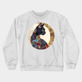 Feline Radiance: Quilted Cat Majesty Crewneck Sweatshirt